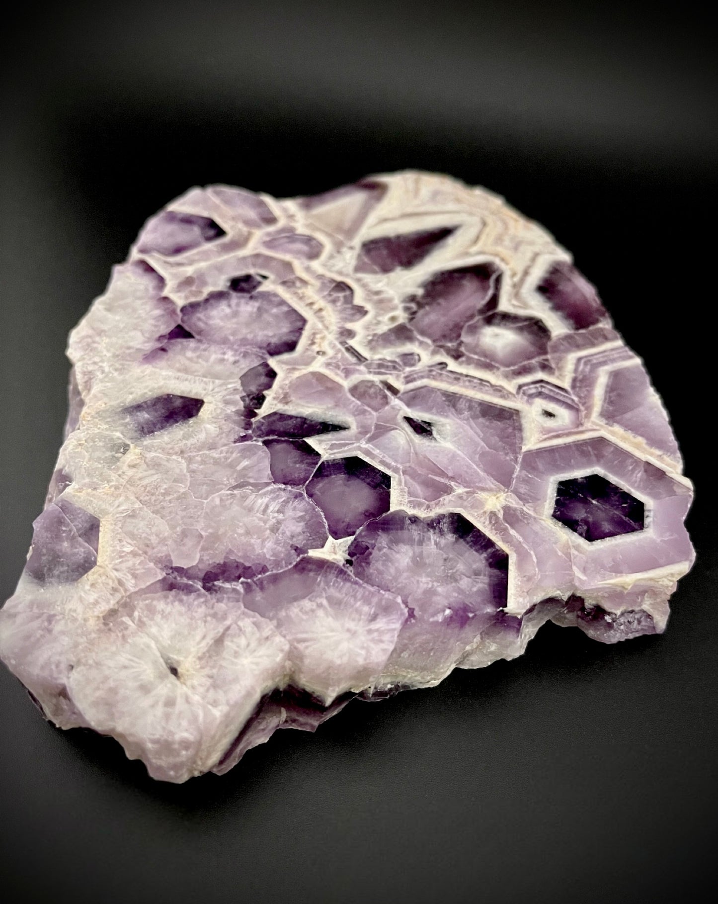 Exceptional Trapiche Amethyst Slab – Rare Geometric Crystal Formation