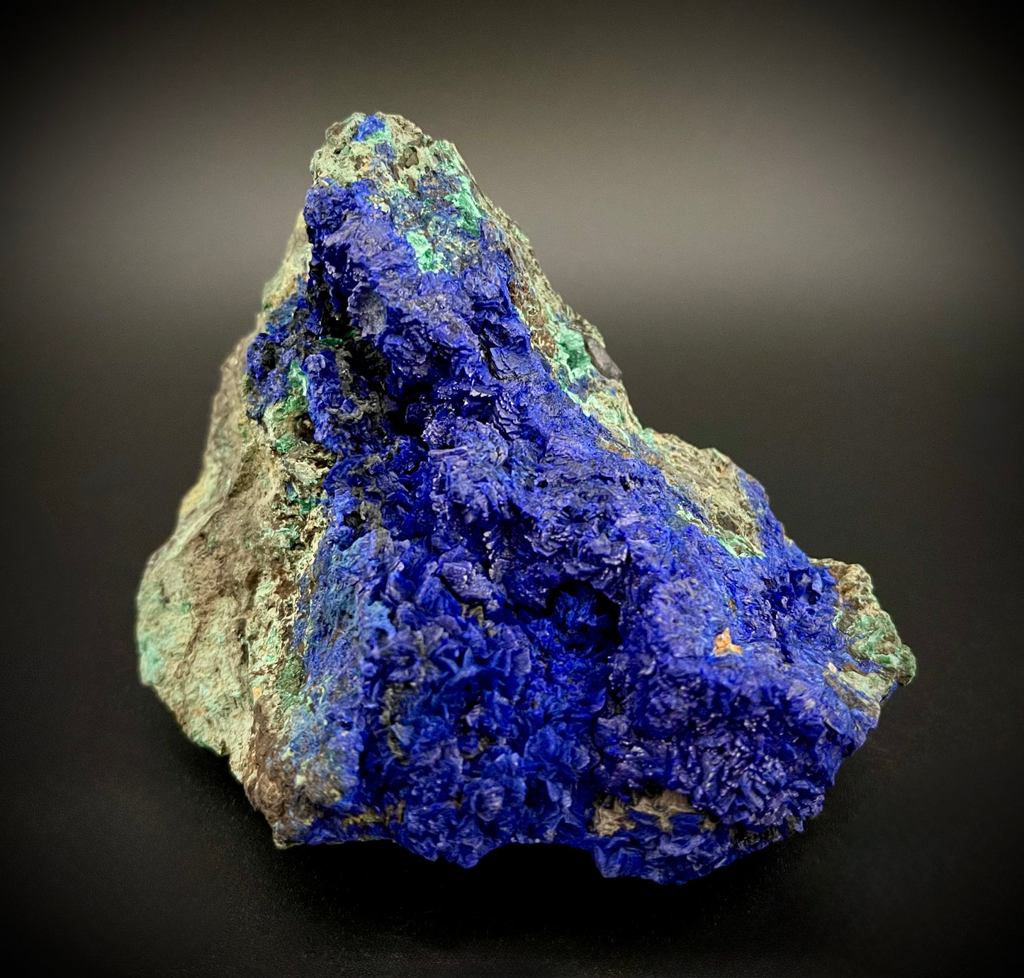 Majestic Azurite Mineral Specimen – Deep Blue Crystals with Natural Matrix & Malachite Inclusions