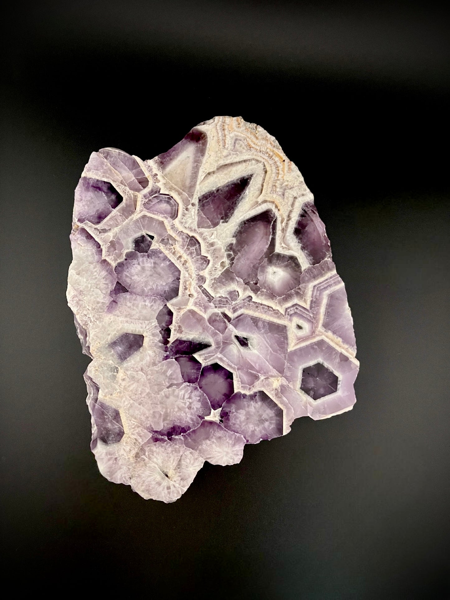 Exceptional Trapiche Amethyst Slab – Rare Geometric Crystal Formation