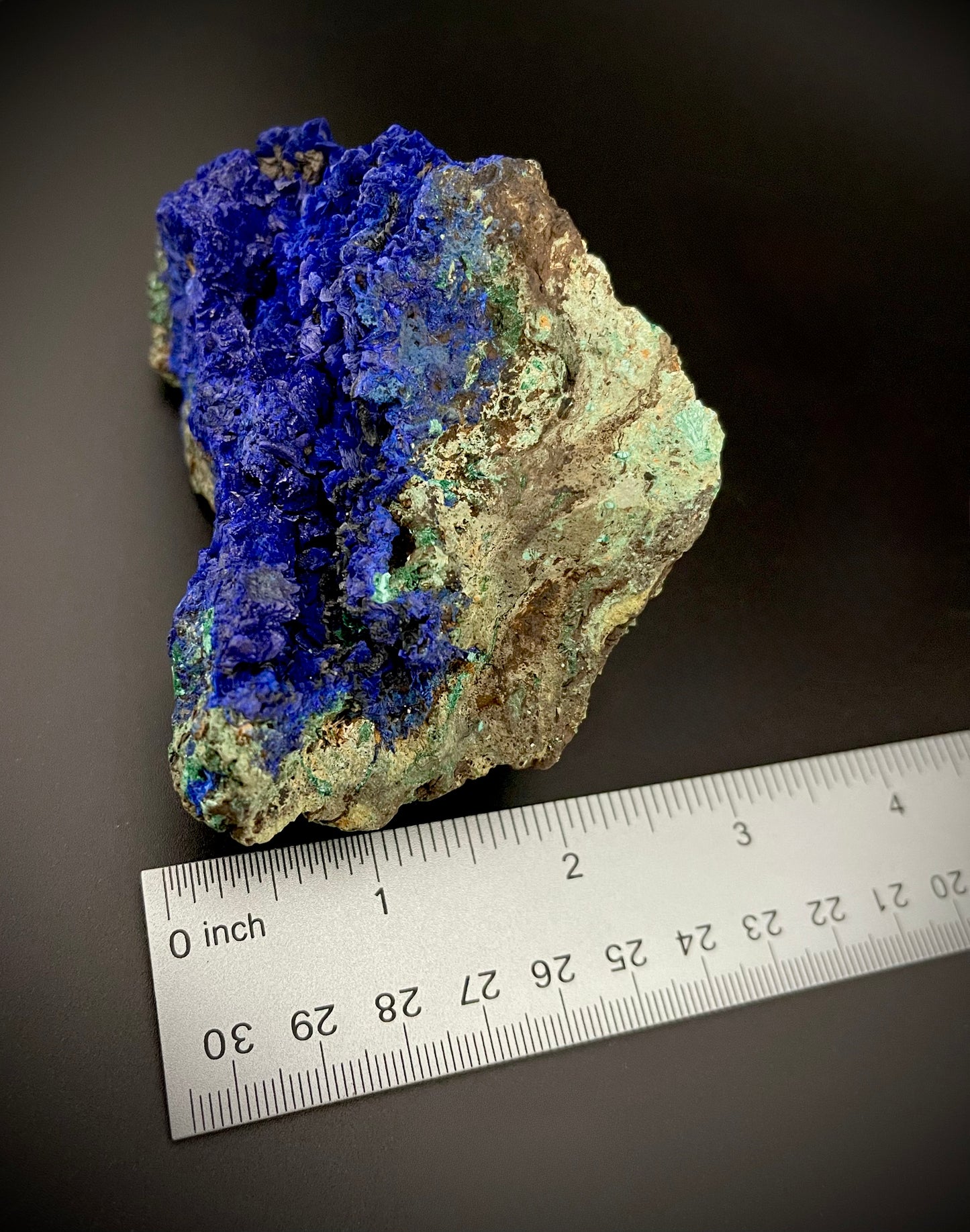 Majestic Azurite Mineral Specimen – Deep Blue Crystals with Natural Matrix & Malachite Inclusions