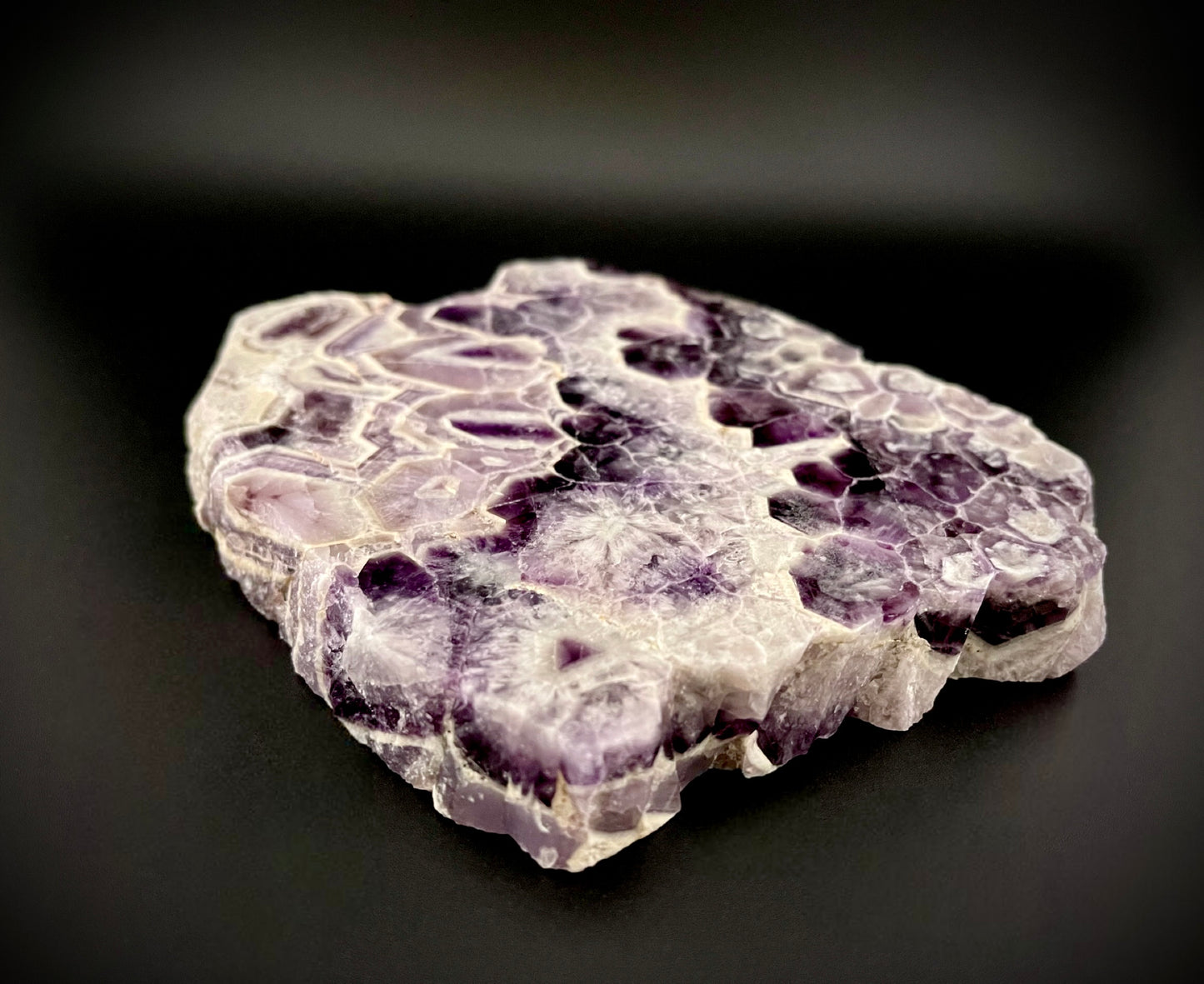 Exceptional Trapiche Amethyst Slab – Rare Geometric Crystal Formation