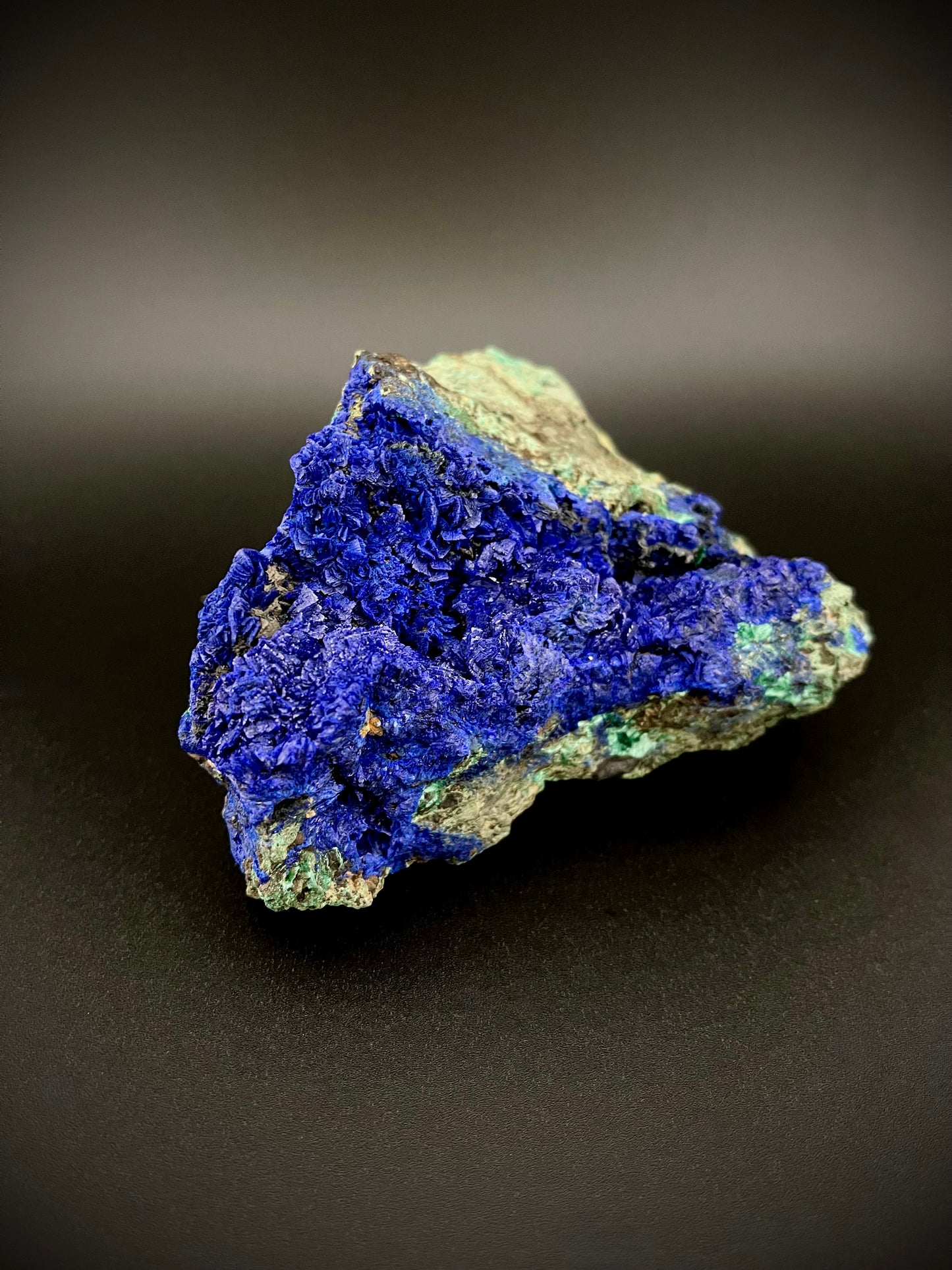Majestic Azurite Mineral Specimen – Deep Blue Crystals with Natural Matrix & Malachite Inclusions