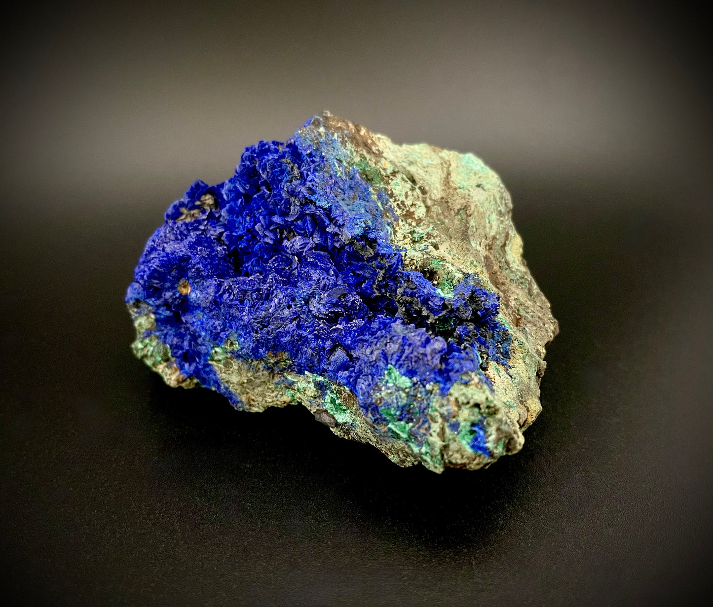 Majestic Azurite Mineral Specimen – Deep Blue Crystals with Natural Matrix & Malachite Inclusions