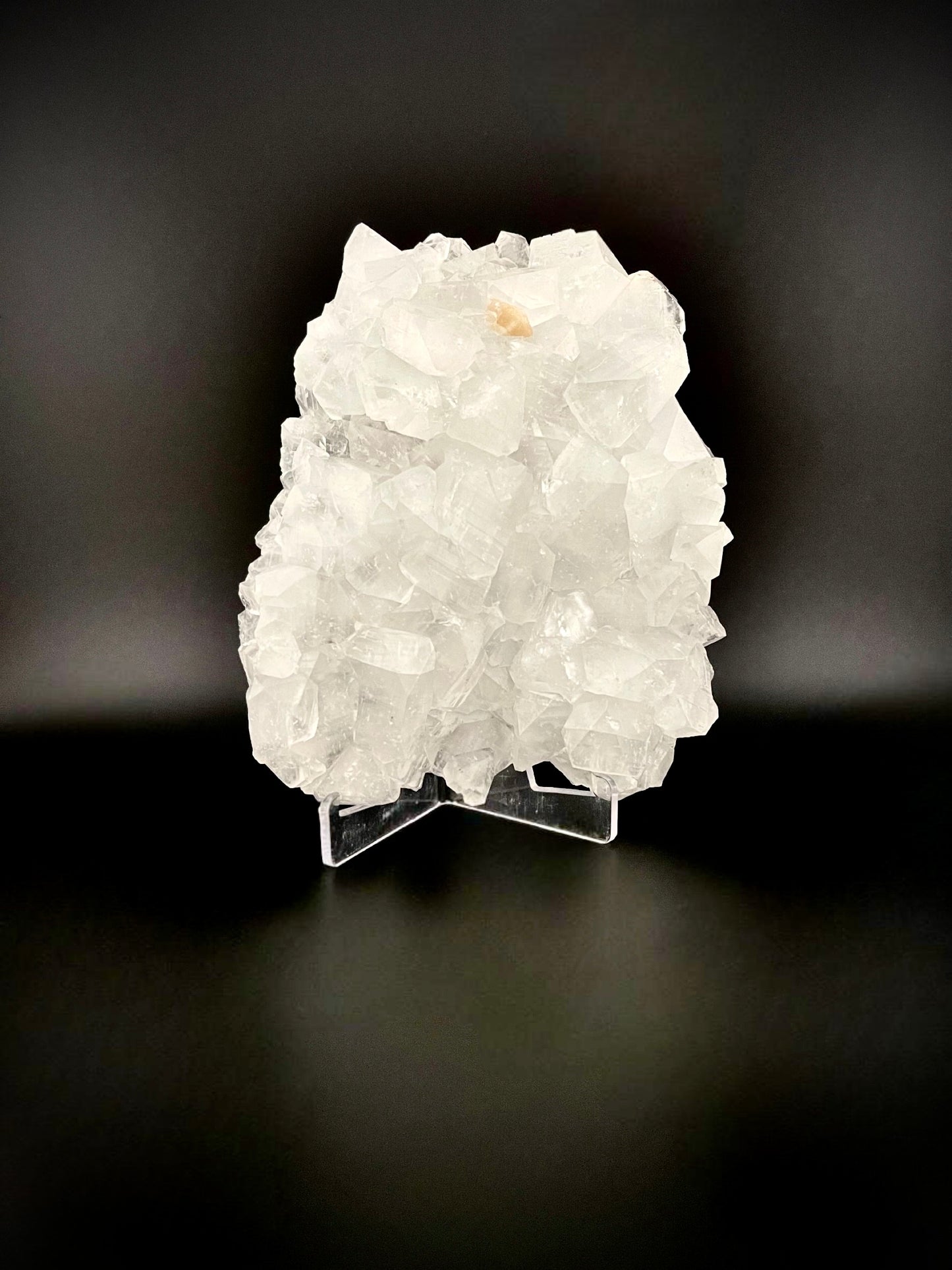 Raw Pure White Apophyllite Crystal Specimen with Peach Stilbite - High Clarity, No Matrix, Museum-Quality
