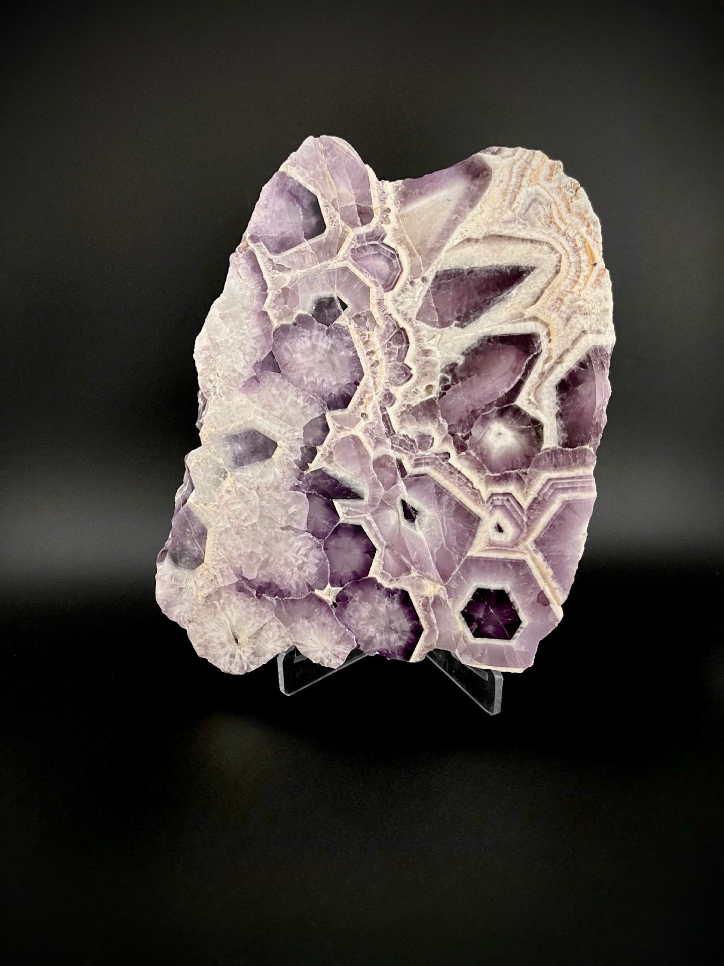 Exceptional Trapiche Amethyst Slab – Rare Geometric Crystal Formation