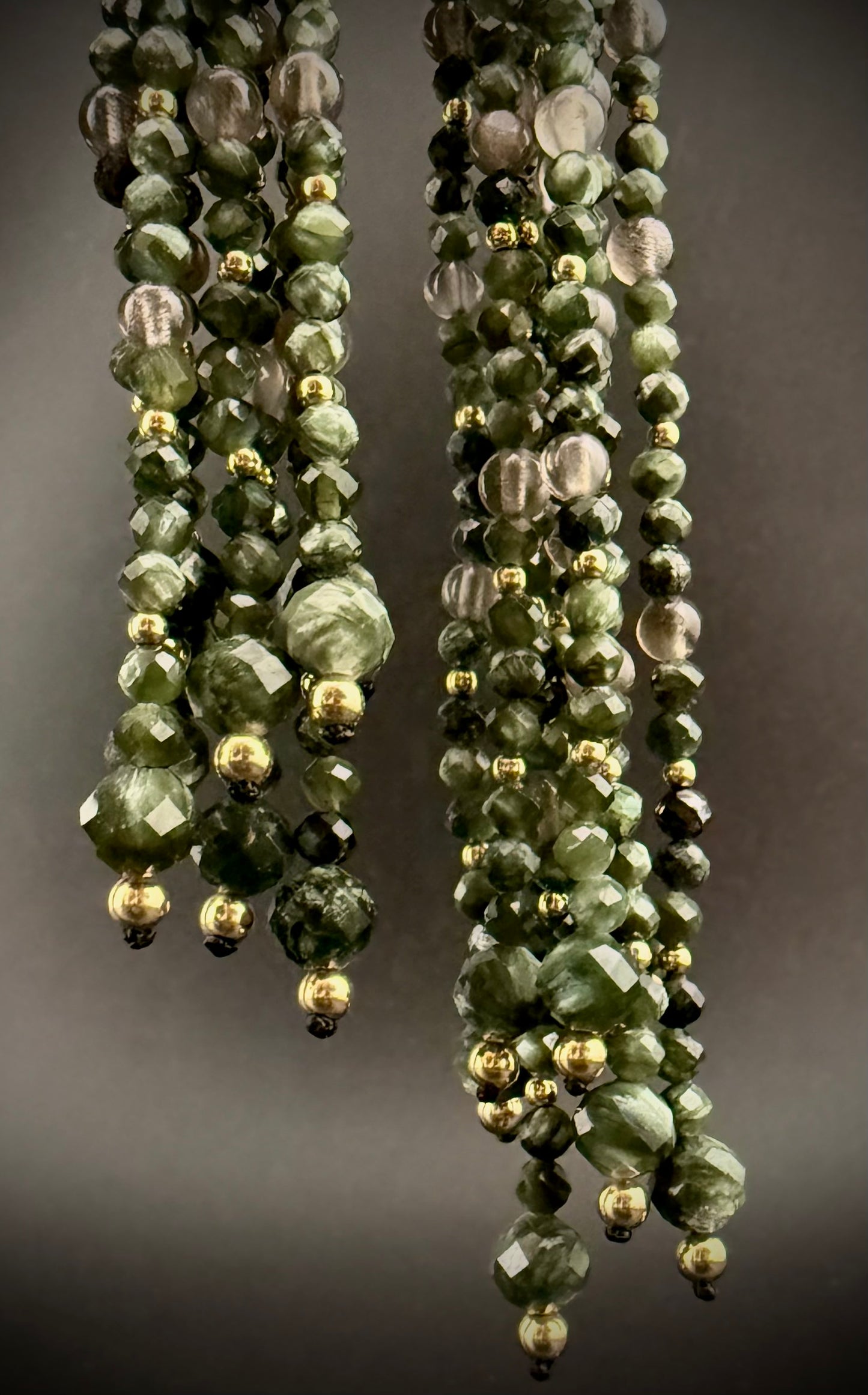 Névoa · Moonstone + Seraphinite Lariat Necklace · 14k Gold Filled
