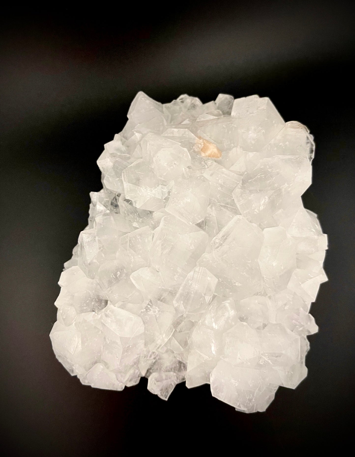 Raw Pure White Apophyllite Crystal Specimen with Peach Stilbite - High Clarity, No Matrix, Museum-Quality