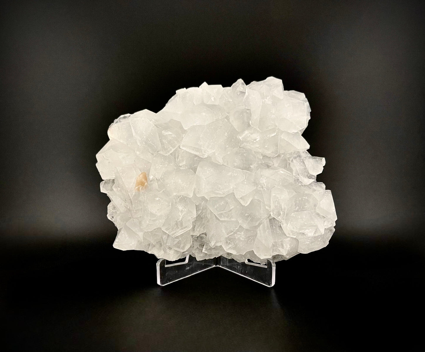 Raw Pure White Apophyllite Crystal Specimen with Peach Stilbite - High Clarity, No Matrix, Museum-Quality
