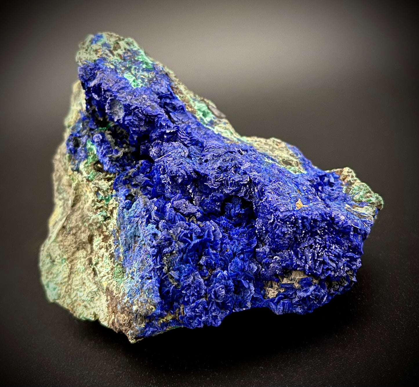 Majestic Azurite Mineral Specimen – Deep Blue Crystals with Natural Matrix & Malachite Inclusions