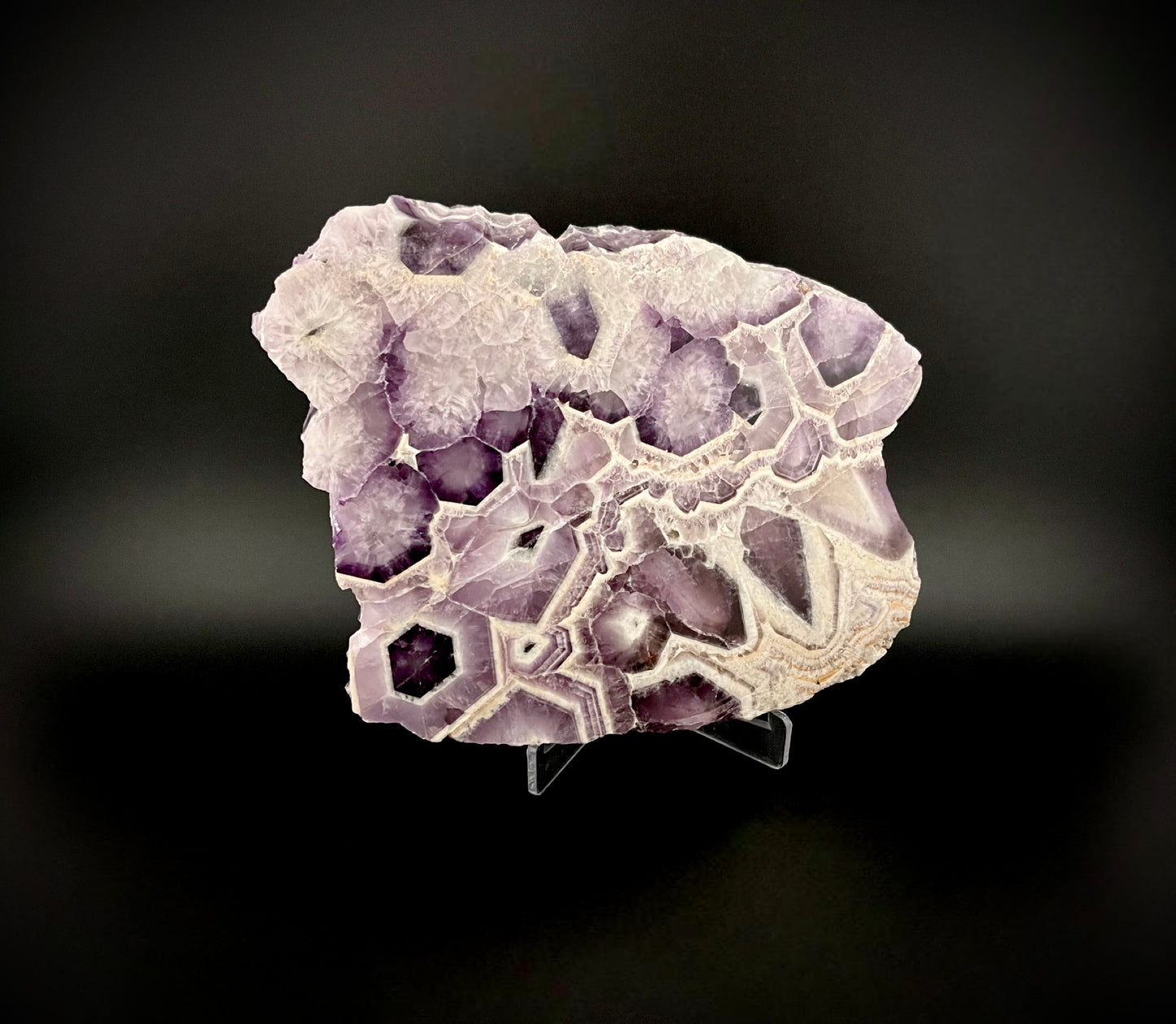 Exceptional Trapiche Amethyst Slab – Rare Geometric Crystal Formation