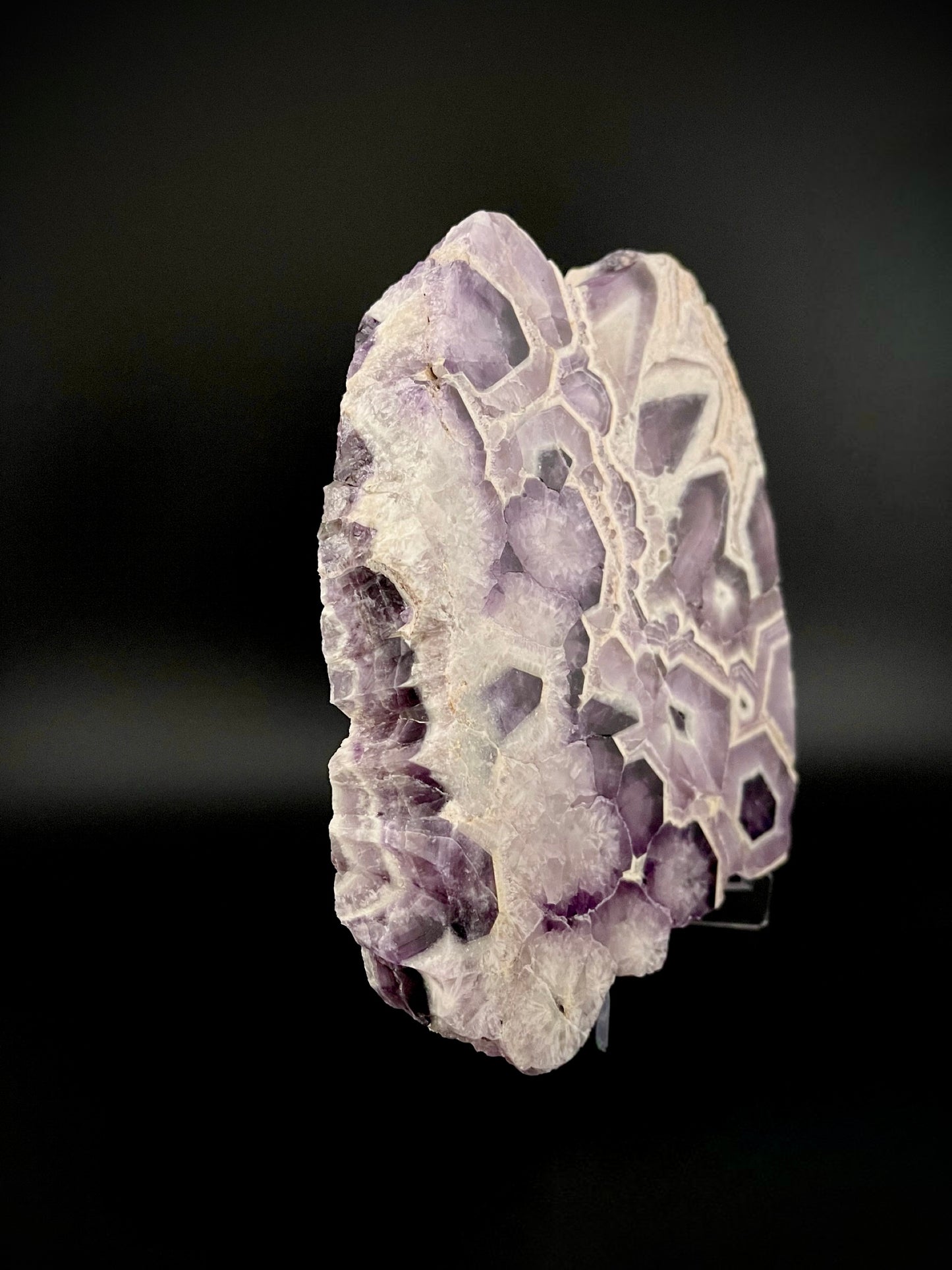 Exceptional Trapiche Amethyst Slab – Rare Geometric Crystal Formation
