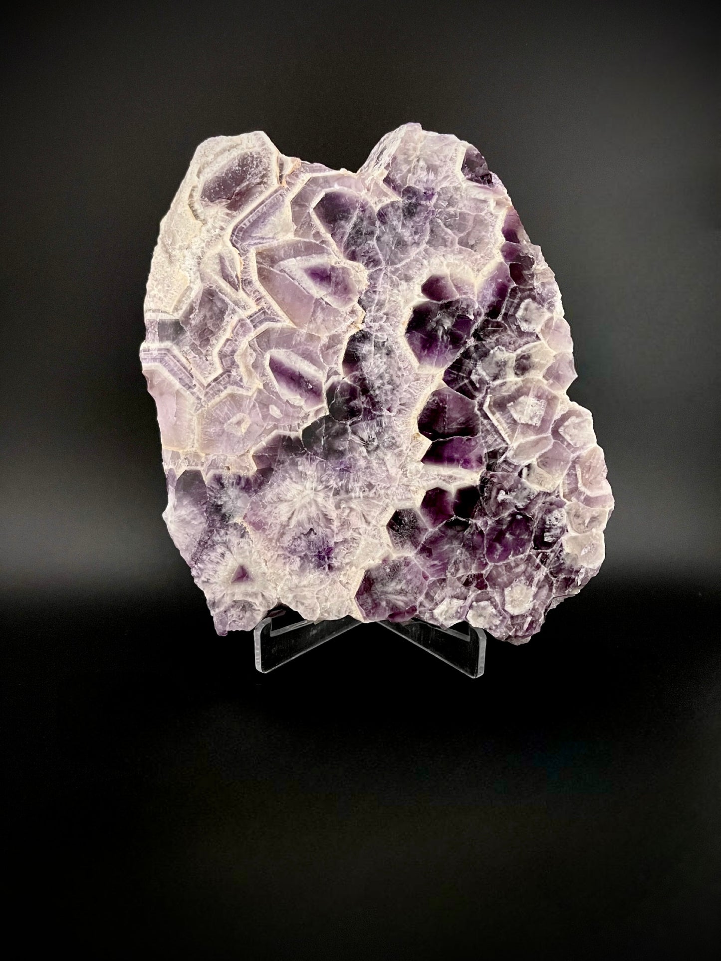 Exceptional Trapiche Amethyst Slab – Rare Geometric Crystal Formation