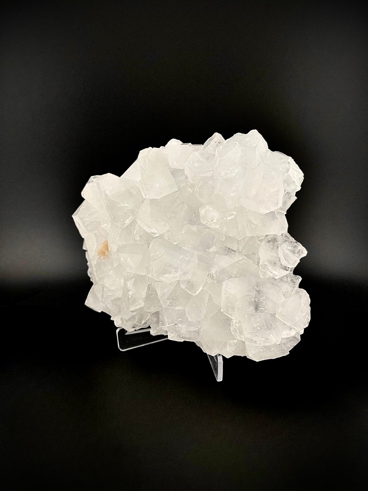 Raw Pure White Apophyllite Crystal Specimen with Peach Stilbite - High Clarity, No Matrix, Museum-Quality