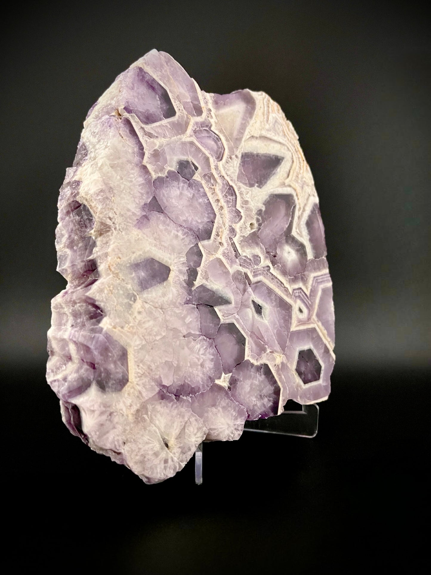 Exceptional Trapiche Amethyst Slab – Rare Geometric Crystal Formation