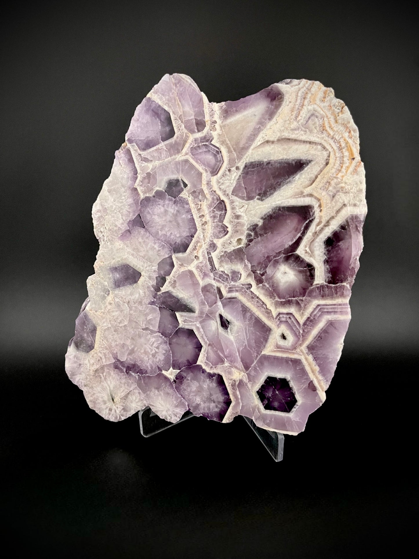 Exceptional Trapiche Amethyst Slab – Rare Geometric Crystal Formation