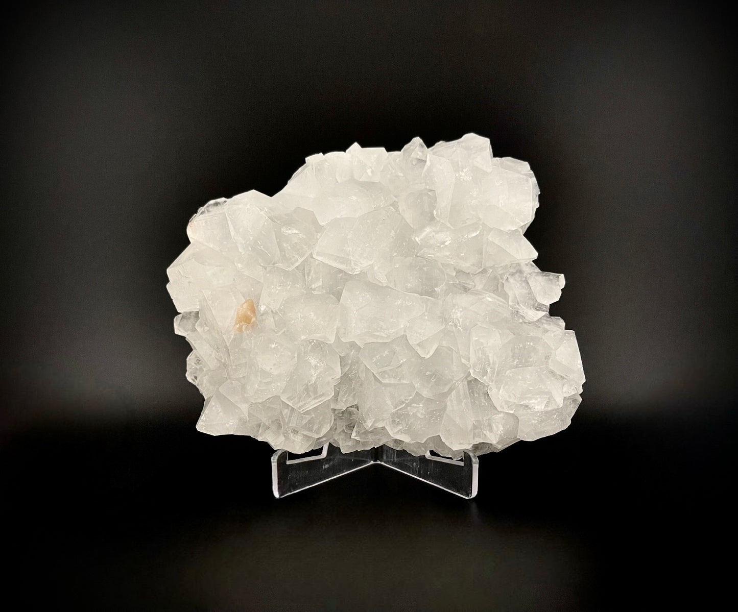 Raw Pure White Apophyllite Crystal Specimen with Peach Stilbite - High Clarity, No Matrix, Museum-Quality