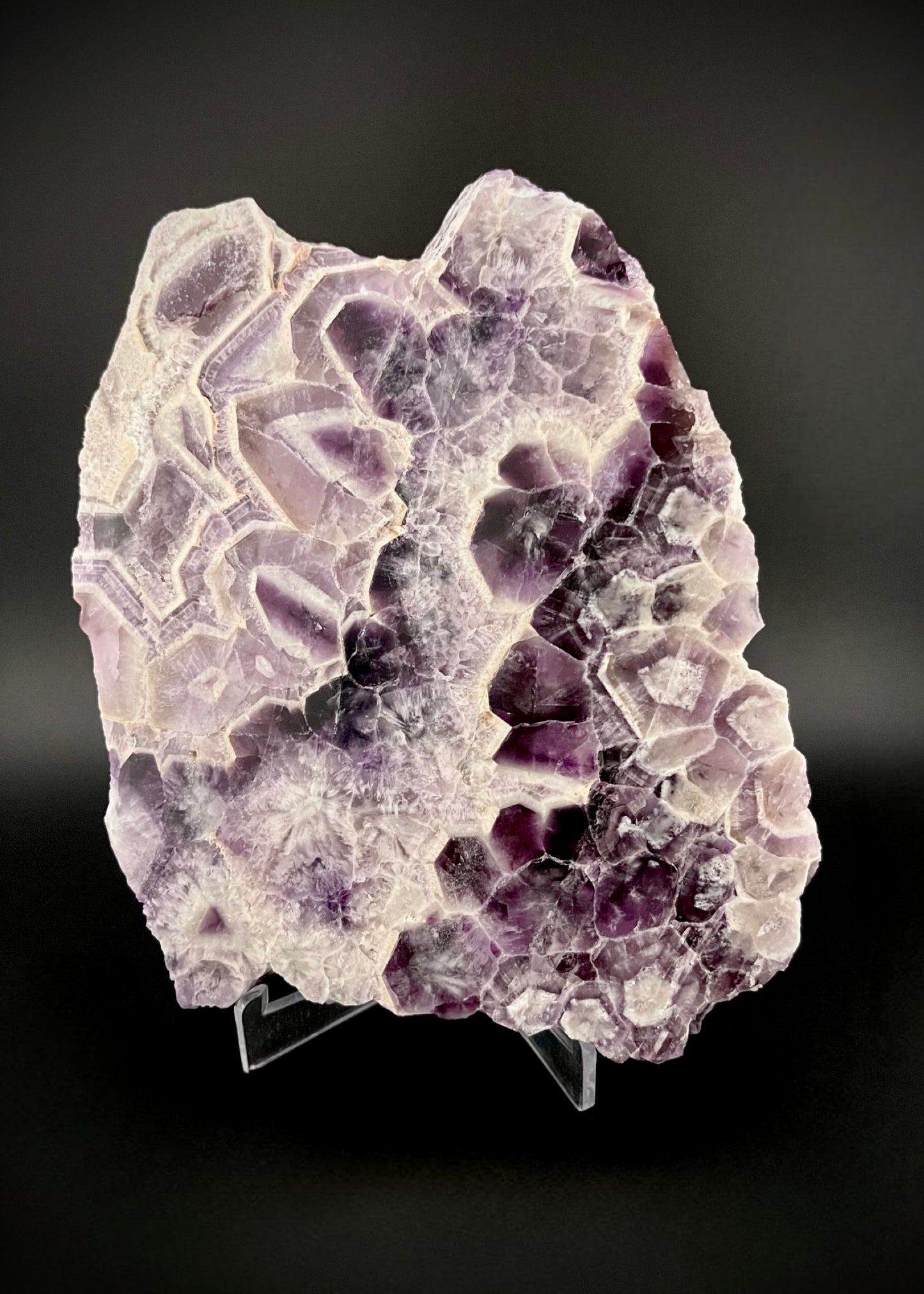 Exceptional Trapiche Amethyst Slab – Rare Geometric Crystal Formation