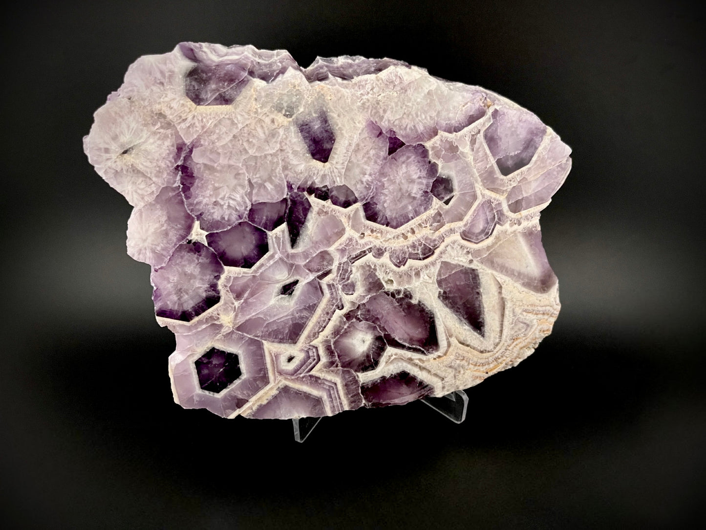 Exceptional Trapiche Amethyst Slab – Rare Geometric Crystal Formation