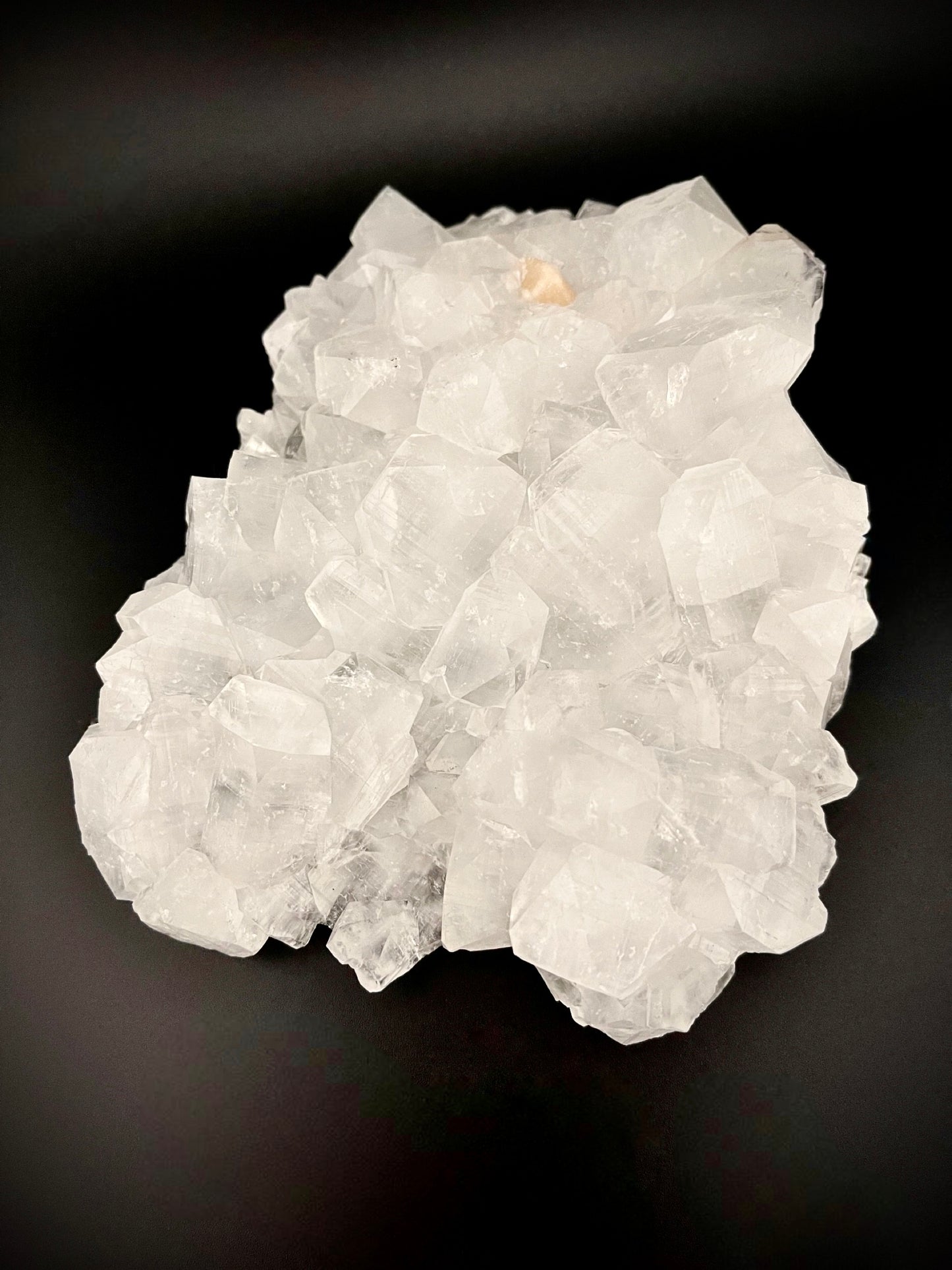 Raw Pure White Apophyllite Crystal Specimen with Peach Stilbite - High Clarity, No Matrix, Museum-Quality