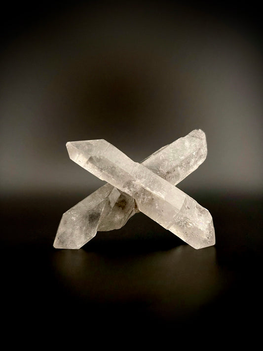 Rare Double-Terminated X-Formation Quartz Specimen - Natural Twin Cross Crystal
