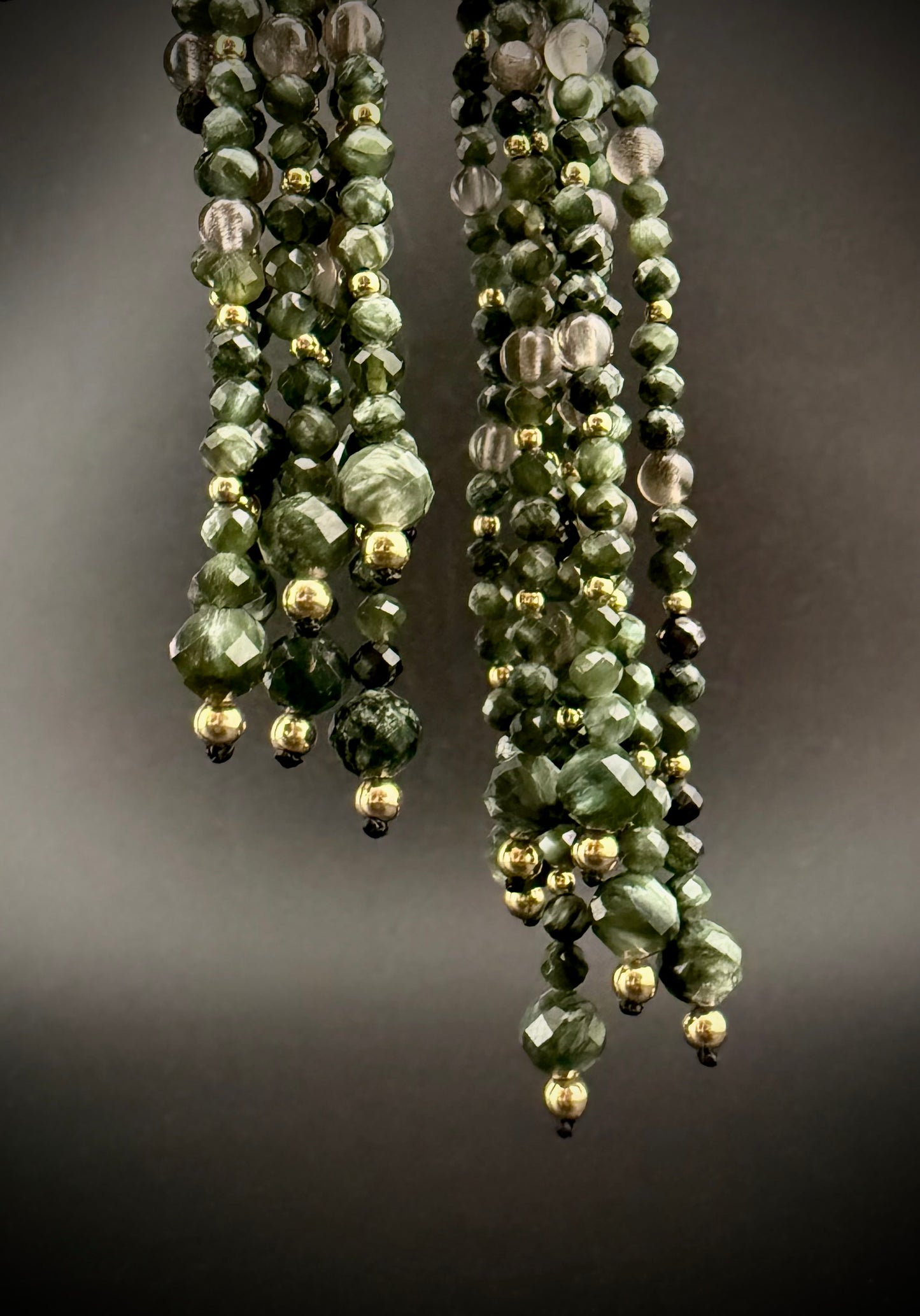 Névoa · Moonstone + Seraphinite Lariat Necklace · 14k Gold Filled