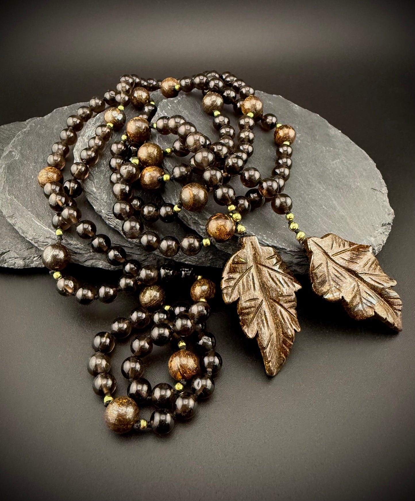 Baethyene · Smoky Quartz + Bronzite Lariat Necklace · 52" · 14k Gold Filled